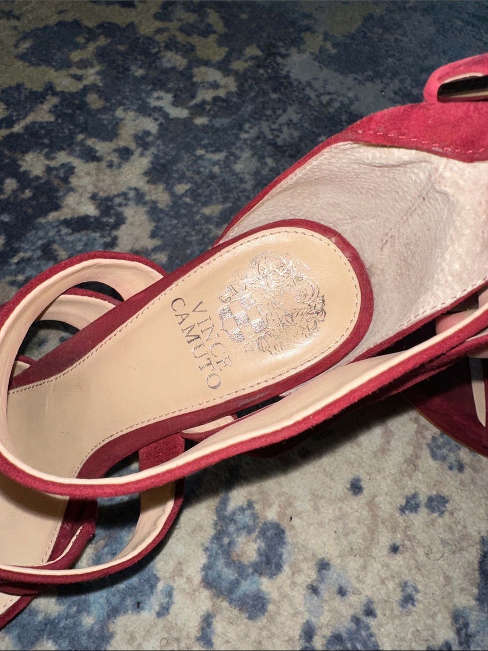 Vince Camuto Women's Wine Red Suede Strappy Platform Heels - Picture 6 of 7